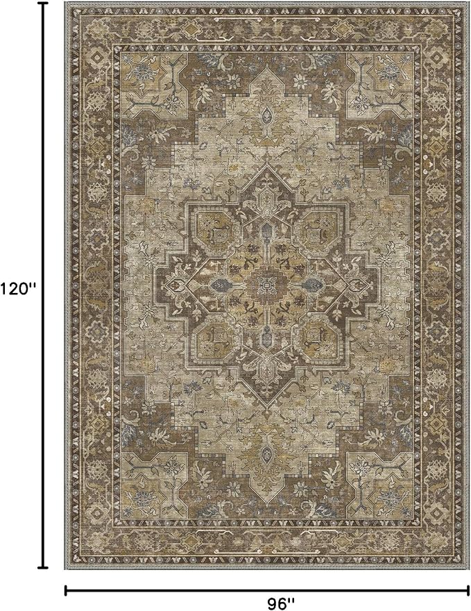GENIMO 8x10 Area Rugs for Living Room, Machine Washable Non Slip Vintage Rugs - Image 2