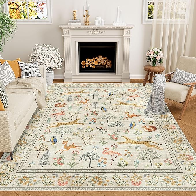 DUKINO 6x9 Rug, Washable Animal Living Room Rug by DUKINO