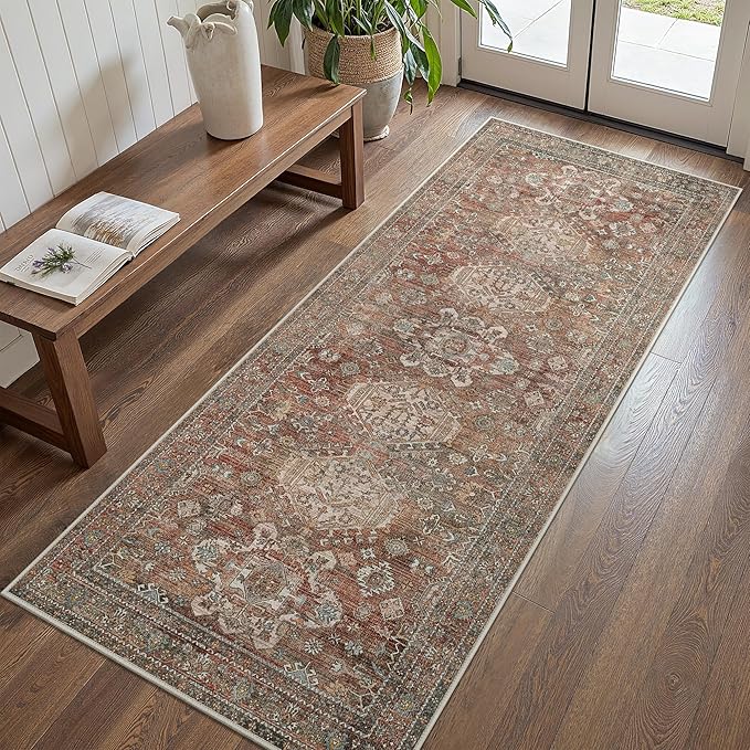 Bavni Washable Runner Rug 2x5, Non Slip Vintage Hallway Runner, Ultra Thin Low by BAVNI