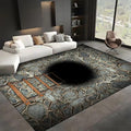 3D Deep Abyss Canyon Indoor Rug, Stone Built Cave Wooden Ladder Carpet by Unknown