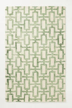 Hand-Tufted Wool Marengo Rug in Green – Modern Geometric Pattern Carpet by EnigmaRugsandCarpets