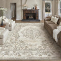 8x10 Area Rug Beige Washable Vintage Distressed Living Room Carpet Large by PureCozy