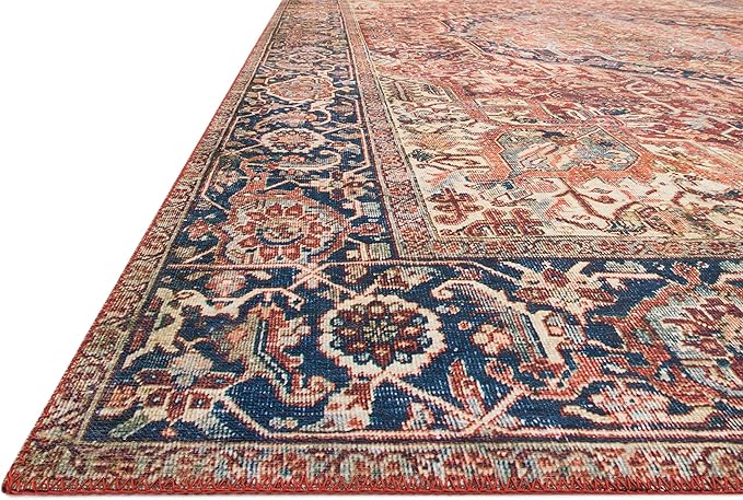 Loloi Layla Collection LAY-08 Red/Navy 2'-3" x 3'-9" .13" Thick Accent Rug - Image 4