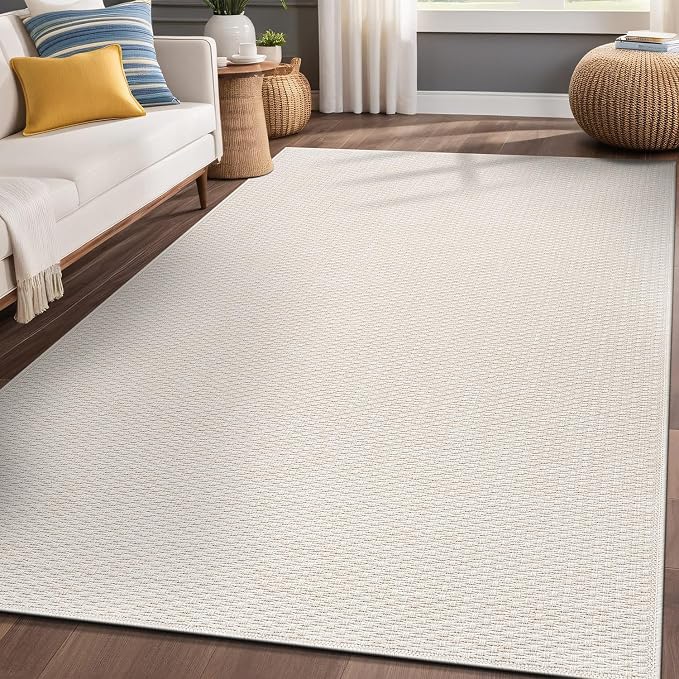 Easy Jute Rugs 5x7 White Color Living Room Indoor Outdoor Area Rug - Image 4