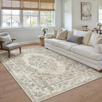 8x10 Area Rug Beige Washable Vintage Distressed Living Room Carpet Large - Image 5