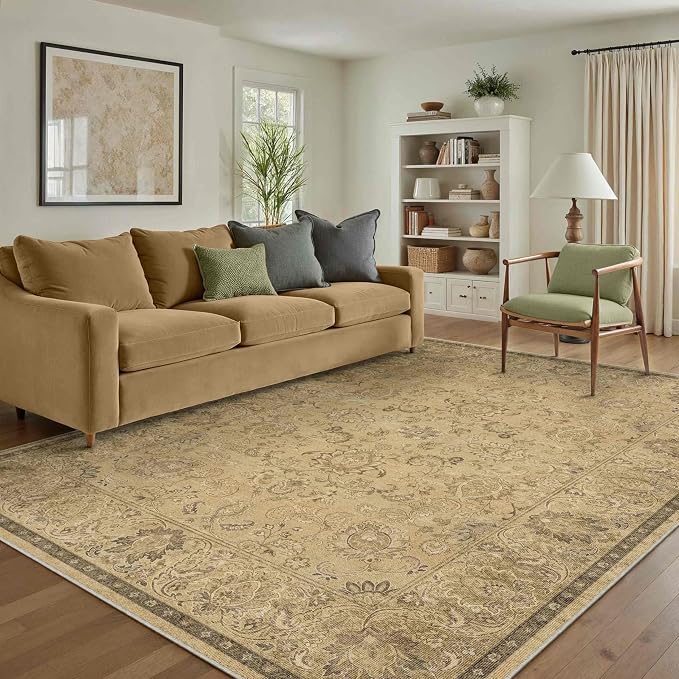 HUGEAR 5x7 Machine Washable Area Rugs Vintage Brown - Image 2