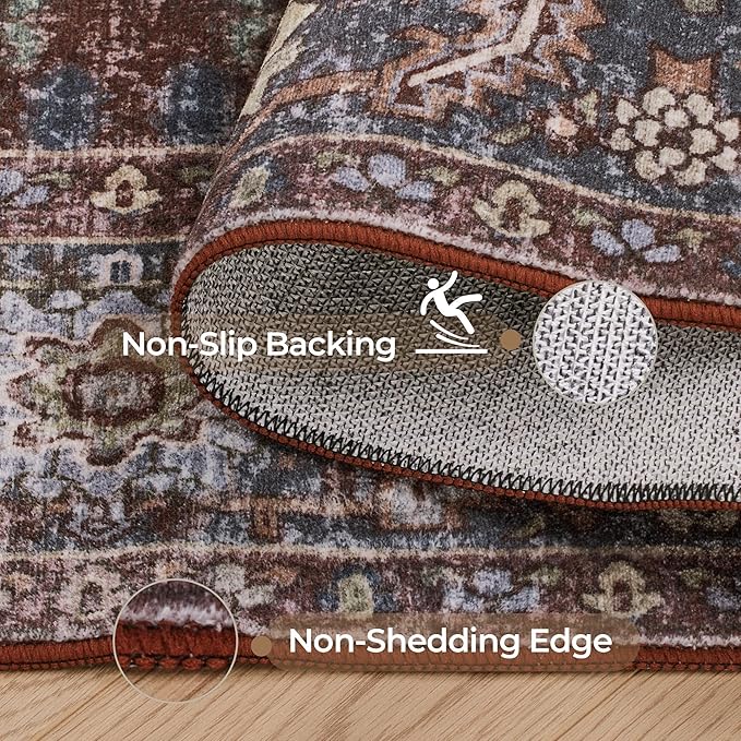 Kokia 6x9 Washable Area Rugs Maroon - Image 6