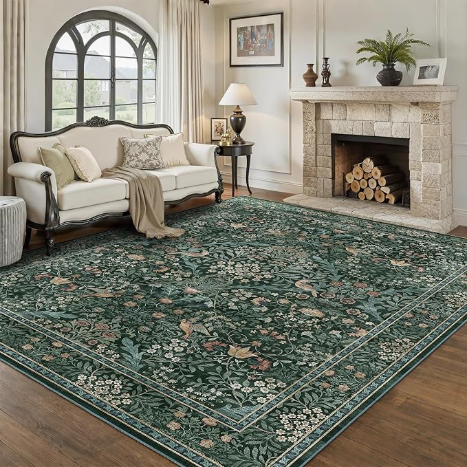 6x9 Floral Washable Area Rug for Living Room, Vintage Boho Rugs for Bedroom - Image 4