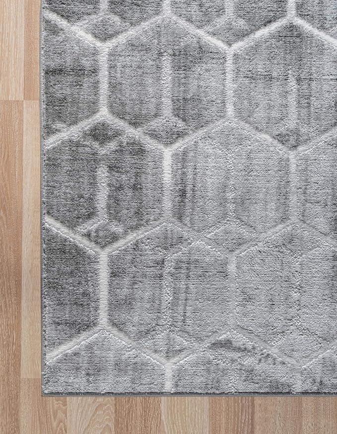 Rugs.com Lattice Trellis Collection Rug – 10' x 14' Gray Low-Pile Rug Perfect - Image 9