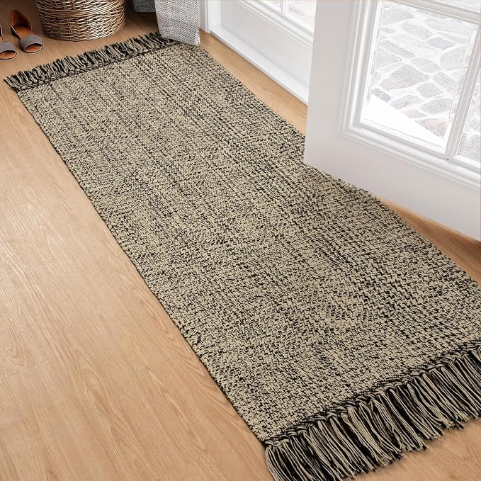 Collive Hallway Runner Rug, 2x5 Washable Natural/Black Modern Entryway Runner - Image 5