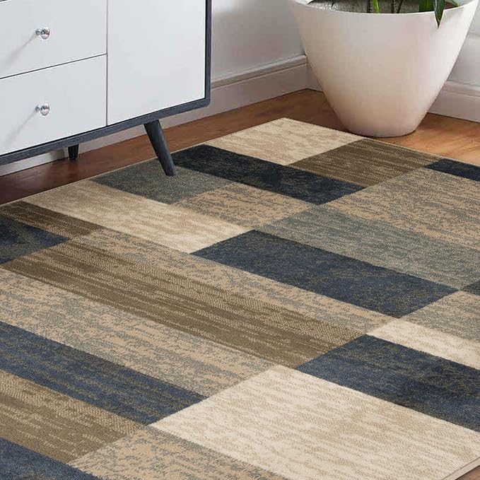 Superior Indoor Area Rug, Jute Backed, Modern Geometric Patchwork Floor Decor - Image 7