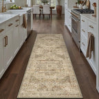 Brown Multi Hallway Runner Rug 2x5 Vintage Washable Distressed Area Carpet by PureCozy