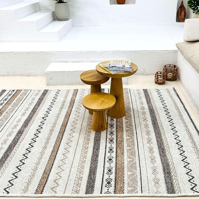 Alfa Rich 5x8 Beige Gray Washable Area Rugs - Image 3