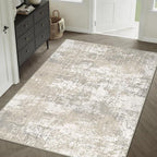 Modern Abstract Beige Gray Area Rug 5x7 Machine Washable Large Carpet Neutral by PureCozy