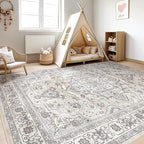 12x15 Area Rug Living Room: Washable Boho Large Neutral Vintage Soft Rugs Stain - Image 5