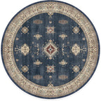 RUGGABLE Washable Vintage Area Rug – Verena Sapphire 6 ft Round, Stain-Resistant - Image 3