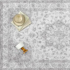 Grey Gray Area Rug 6x9 Washable Vintage Carpet - Image 7