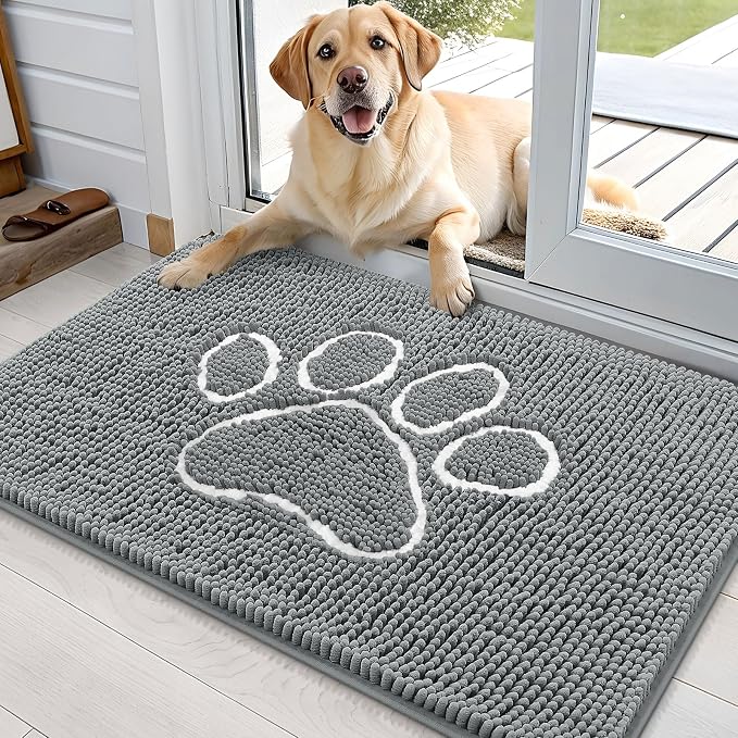 OLANLY Dog Door Mat for Muddy Paws 36x24, Paw Print Design, Absorbs Moisture by OLANLY