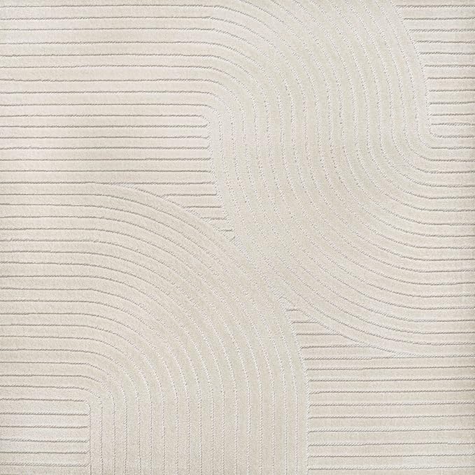 JONATHAN Y Hallie High-Low Curve Ivory/Cream 8x8 Square Indoor/Outdoor Area Rug - Image 9