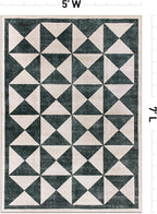 Rugshop Geometric Diamond Washable Non Slip Area Rug 5' x 7' Cream - Image 2