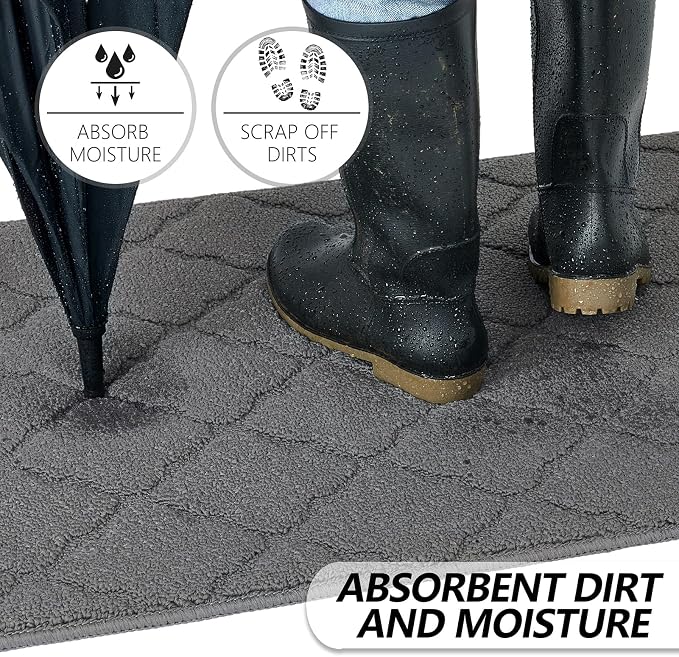 Timo Indoor Door Mat, Front Door Rug 24"x36" Rubber Backing Non Slip Absorbent - Image 3