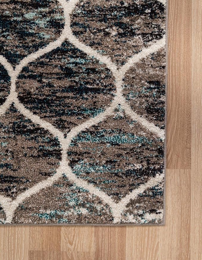 Rugs.com Lattice Frieze Collection Rug – 7' x 10' Blue Multi Medium Rug Perfect - Image 8
