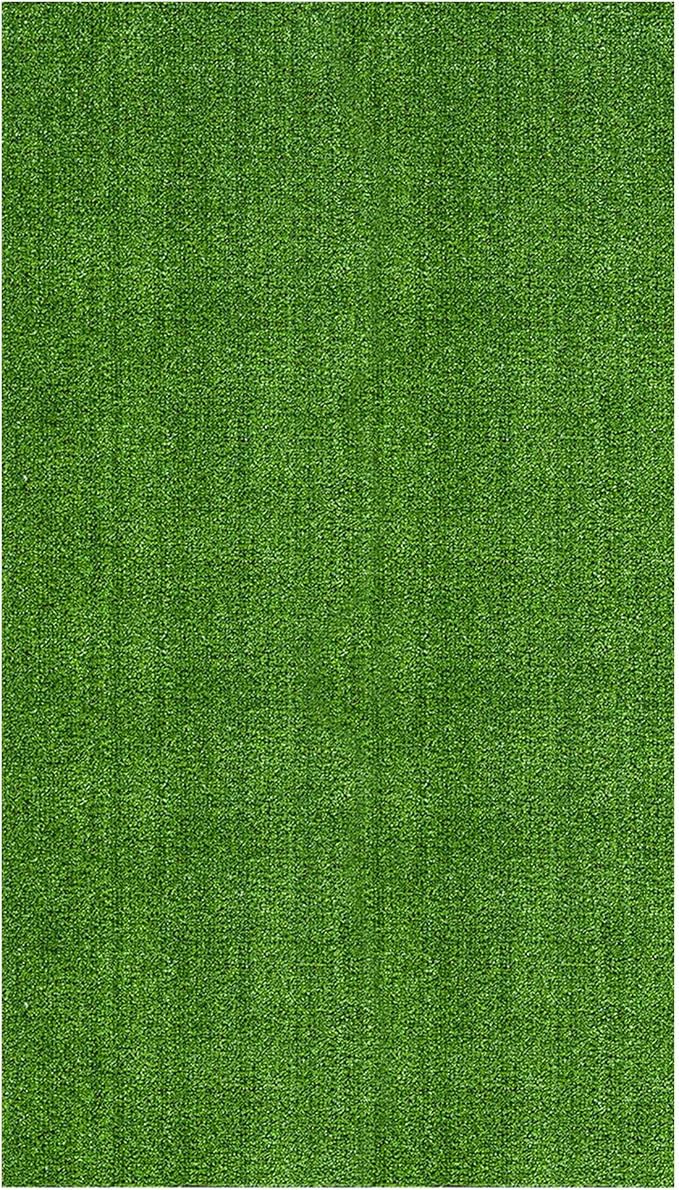 Ottomanson Artificial Grass Turf 5'3" x 8'2" Indoor Outdoor Faux Grass Rug - Image 7