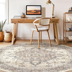 Round Rug Living Room Rugs: 7x7 Washable Boho Neutral Large Circle Soft Indoor - Image 7