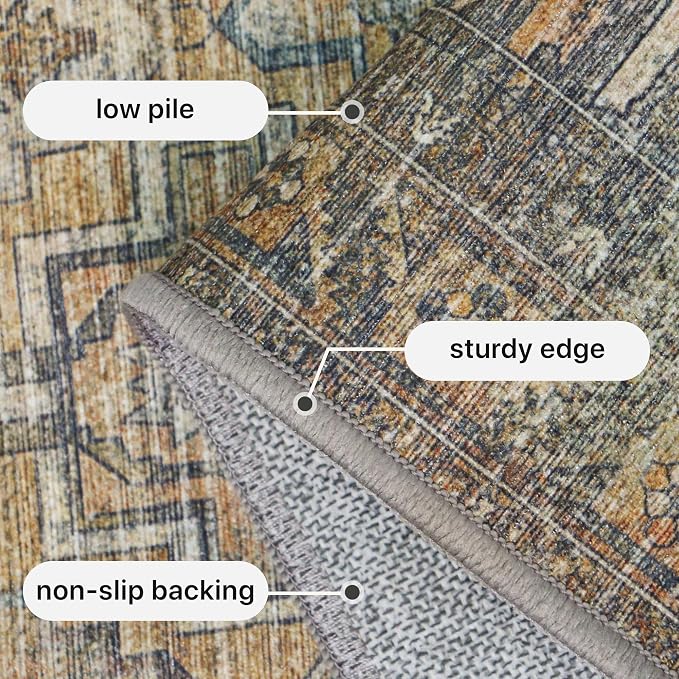 GENIMO 4x6 Area Rugs for Living Room, Machine Washable Non Slip Vintage Rugs - Image 6