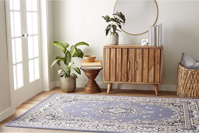Home Dynamix Premium Sakarya Traditional Medallion Border Area Rug, Country Blue - Image 3