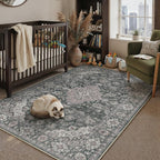HUGEAR Retro Black Area Rug 5x7 Machine Washable Living Room Rugs Distressed - Image 3