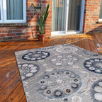 CAMILSON Indoor Outdoor Rug 9x12 Bohemian Medallion Floral Area Rugs - Image 5
