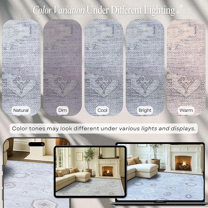 Fame Rugs Turkish Rug. Washable Vintage Oriental Antique Inspired Traditional - Image 4