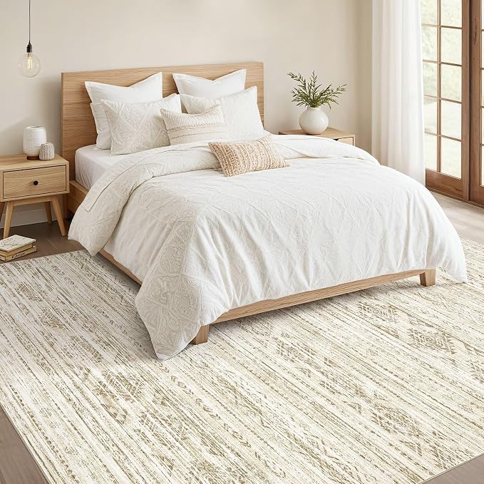 Nakagishi Area Rugs 9x12 Living Room: Washable Boho Large Neutral Modern Soft - Image 5