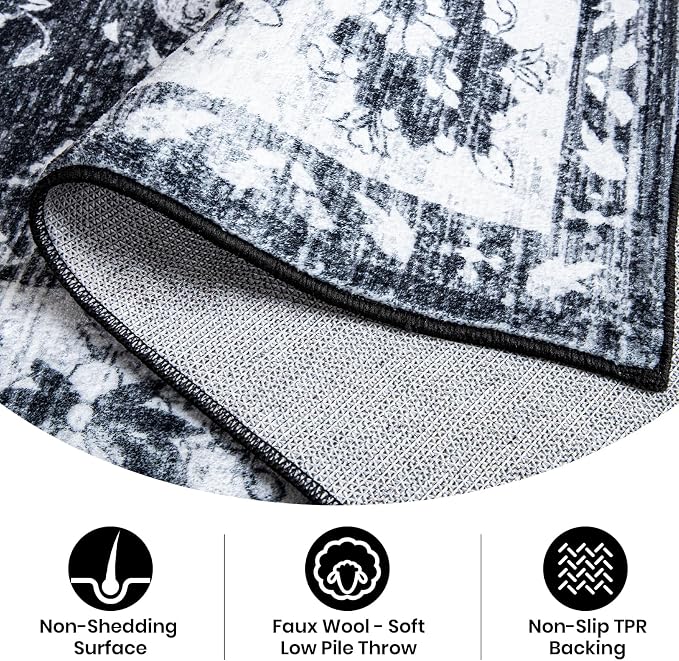 Area Rug for Living Room, 6x9 Machine Washable Non Slip Large Faux Wool Throw - Image 6