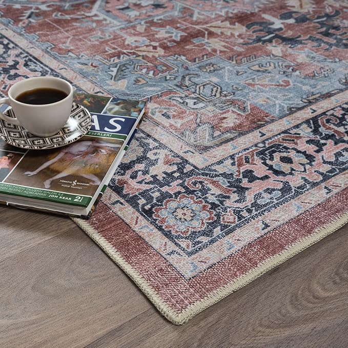 Fame Rugs Turkish Rug. Washable Vintage Oriental Antique Inspired Traditional - Image 8