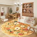 DUKINO Floral Round Rug, 6ft Washable Circle Rug, Non Slip Indoor Low Pile by DUKINO