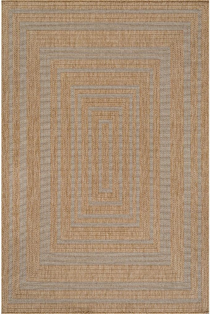 Beverly Rug Easy Jute Framed Border Rug 4x6 Washable Durable Indoor Outdoor - Image 2