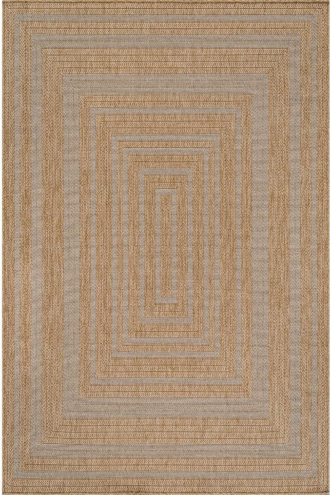 Beverly Rug Easy Jute Framed Border Rug 8x10 Washable Durable Indoor Outdoor - Image 2
