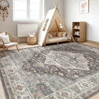 9x12 Area Rug Living Room: Washable Boho Large Neutral Vintage Soft Rugs Stain - Image 5