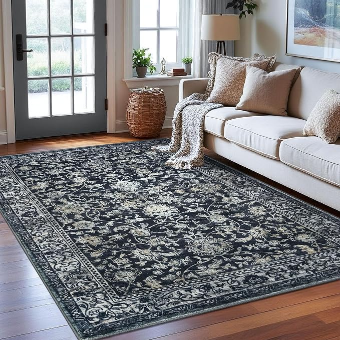KILOCOCO Area Rug 6x9 Living Room Rug Washable Printed Vintage Floral Non Slip by Kilococo