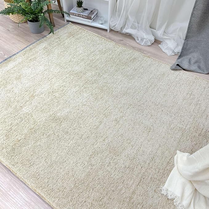 Alfa Rich 4x6 Sand Beige Washable Area Rugs - Image 5