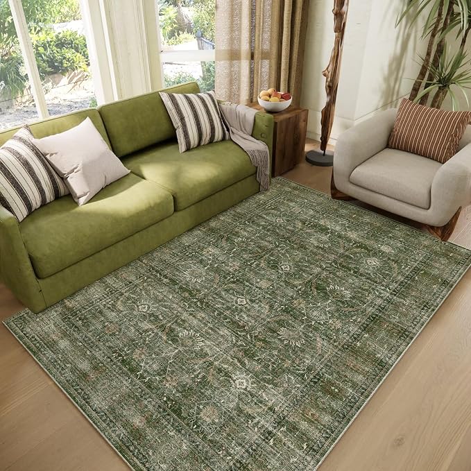 Washable 4x6 Rugs for Living Room, Boho Non-Slip Vintage Distress Small Rugs by Hedwior