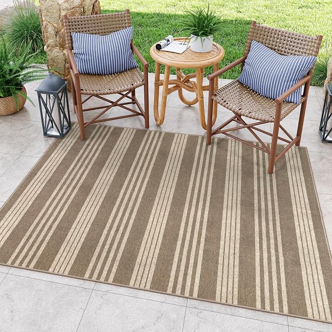 Lahome Striped Non Shed Easy Jute Rug, 5x7 Large Living Dining Room Rug - Image 2