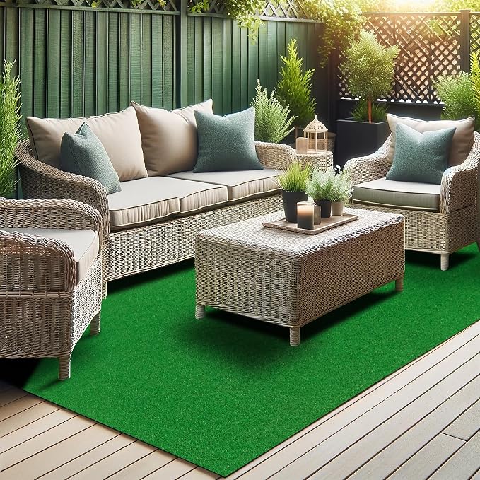 Ottomanson Artificial Grass Turf 7'10" x 30' Indoor Outdoor Faux Grass Rug by Ottomanson