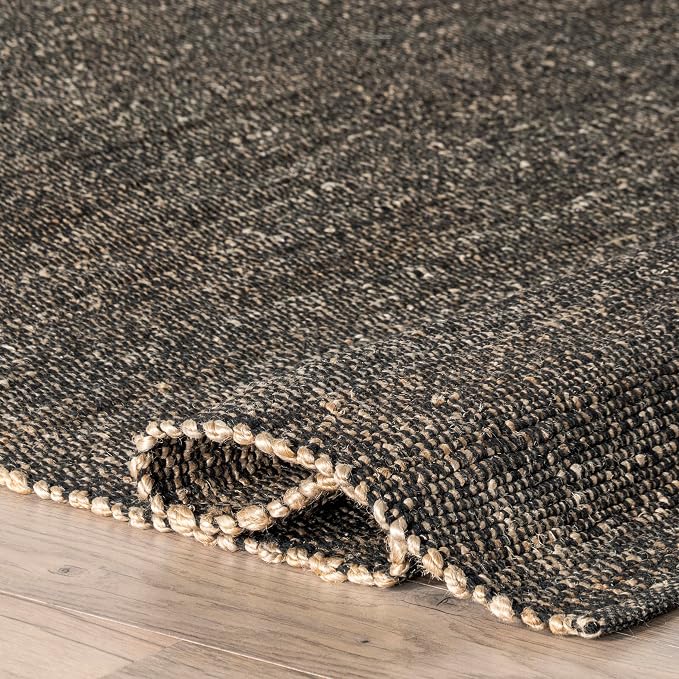 nuLOOM 8x10 Elfriede Jute & Cotton Hand Woven Area Rug, Solid Rustic Farmhouse - Image 5