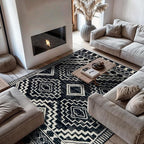Rugshop Southwestern Black and White Tribal Area Rug – Geometric Diamond - Image 7