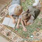 Area Rug 9x12 Washable Rug, Vintage Boho Medallion Rugs Non-Slip Soft Low Pile - Image 4