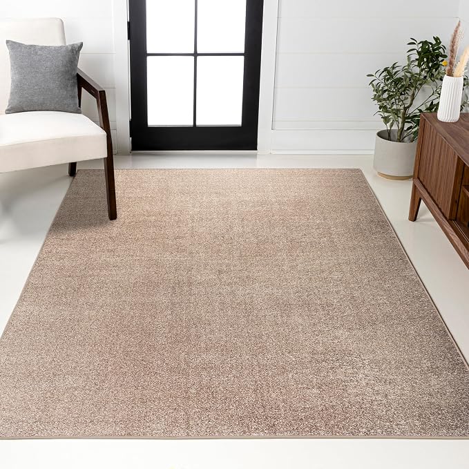JONATHAN Y Haze Solid Low-Pile Beige Indoor Area Rug 3x5, Minimalist, by JONATHANY