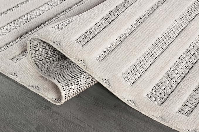 CAMILSON Modern Rug 8x10 Luxury Striped Line Micro Loop Area Rugs Soft High-Low - Image 3